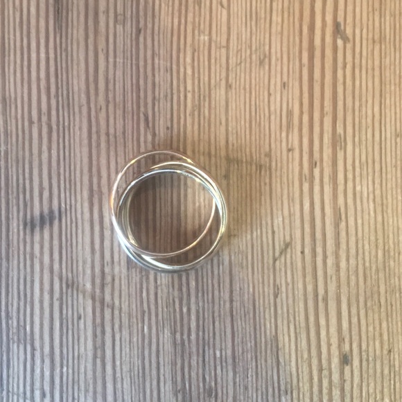 14k Gold Rolling 3 Ring Bands White Yellow Rose Vintage Pre owned Size 6-6.5 - Picture 5 of 11